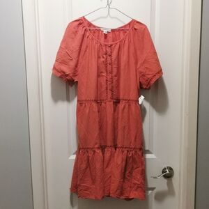 beachlunchlounge Coral Short Sleeve Mini Dress